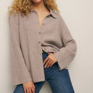 Fantino Cashmere Collared Cardigan in Oatmeal Size L